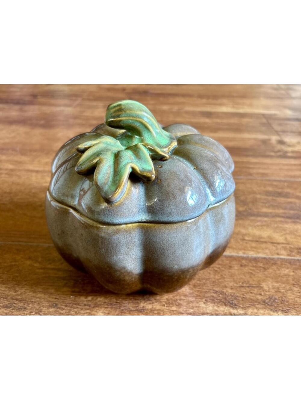 Ceramic Pumpkin Shaped Trinket Box with Lid